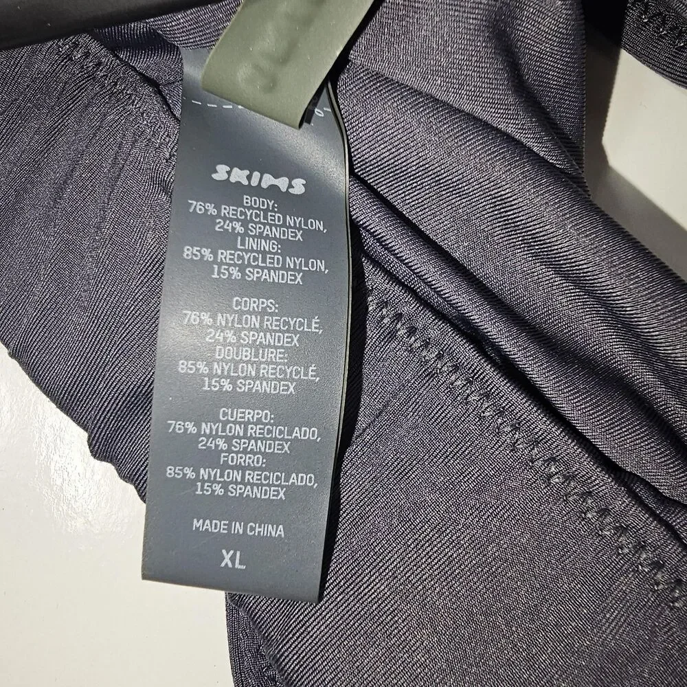 Skims Swim Top Womens XL Gray Bralette Bikini Wide Strap Lined Stretch Quick Dry